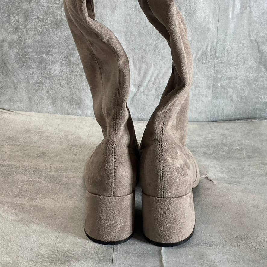 NINE WEST Women's Taupe Felipe Over-The-Knee Block-Heel Boots SZ 7