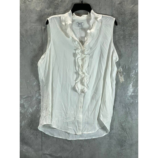 BAR III Women's Lily Ruffle V-Neck Sleeveless Button-Up Top SZ XL