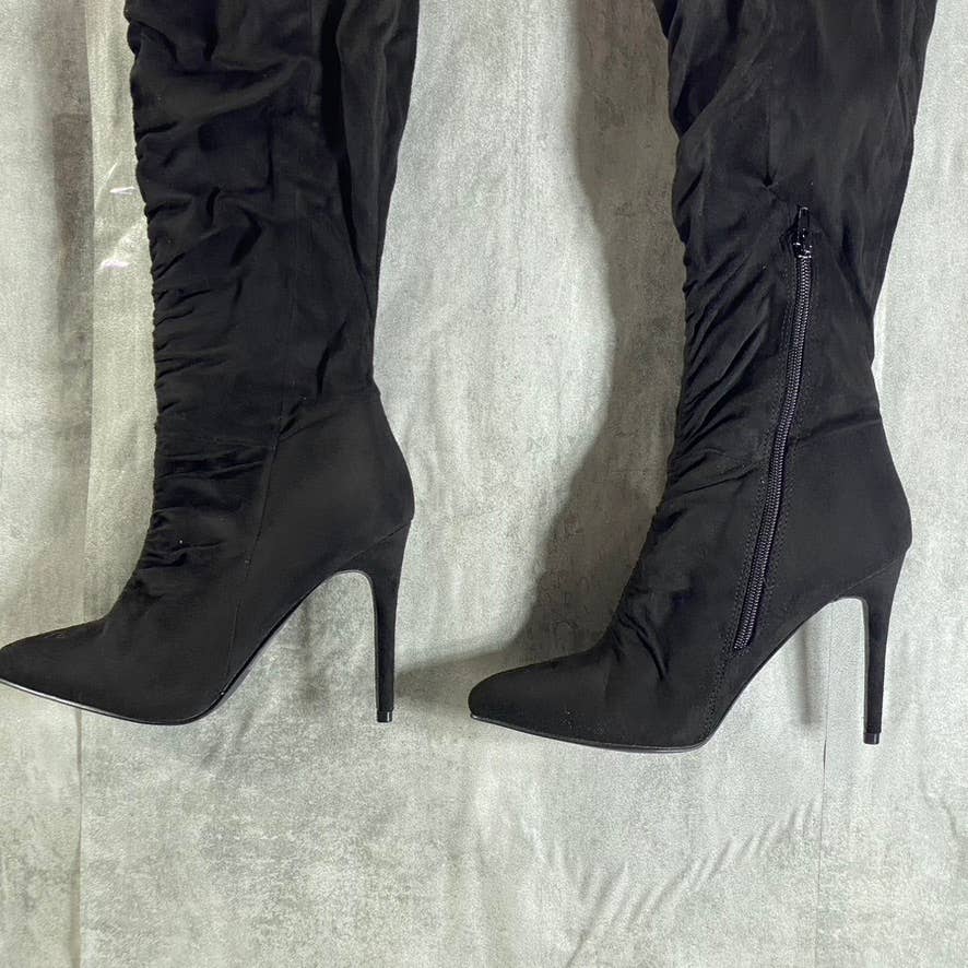 JOURNEE COLLECTION Women's Wide Calf Black Fantasia Over-The-Knee Stiletto Boots