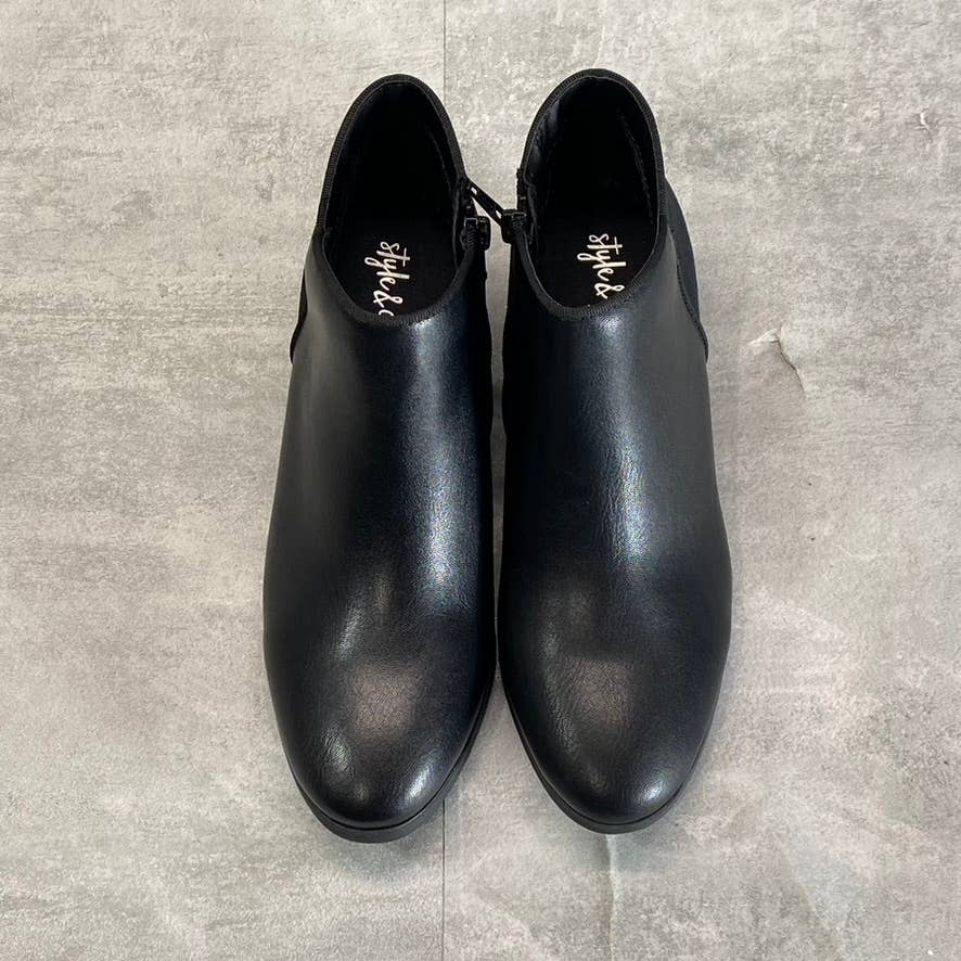 STYLE & CO Women's Black Wileyy Almond-Toe Block-Heel Ankle Booties SZ 6.5