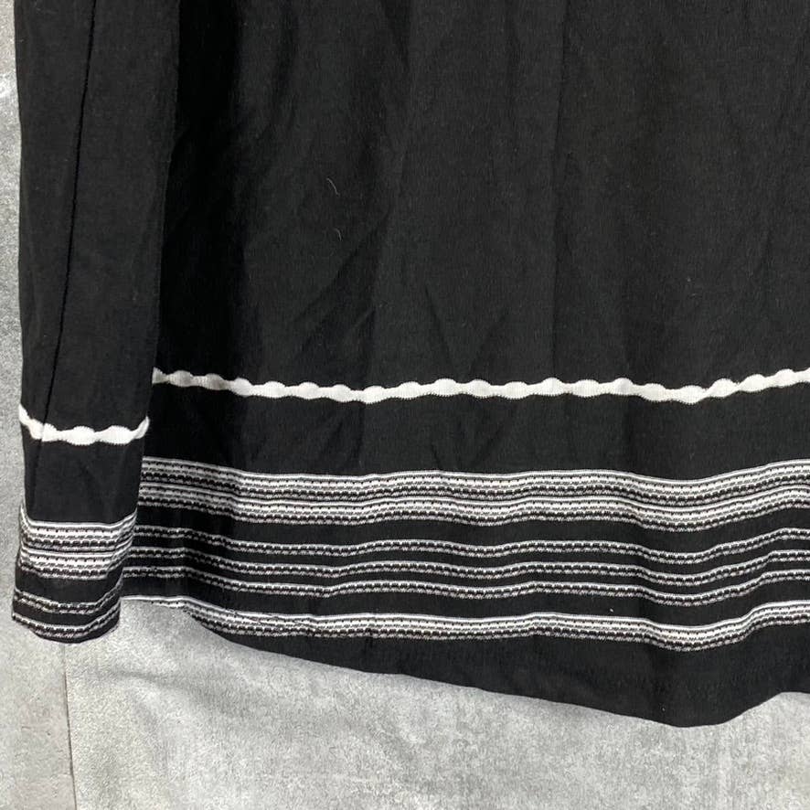 DOTTI Women's Black-White Dahlia Striped Lace-Up Sleeveless Tunic Cover-Up SZ L