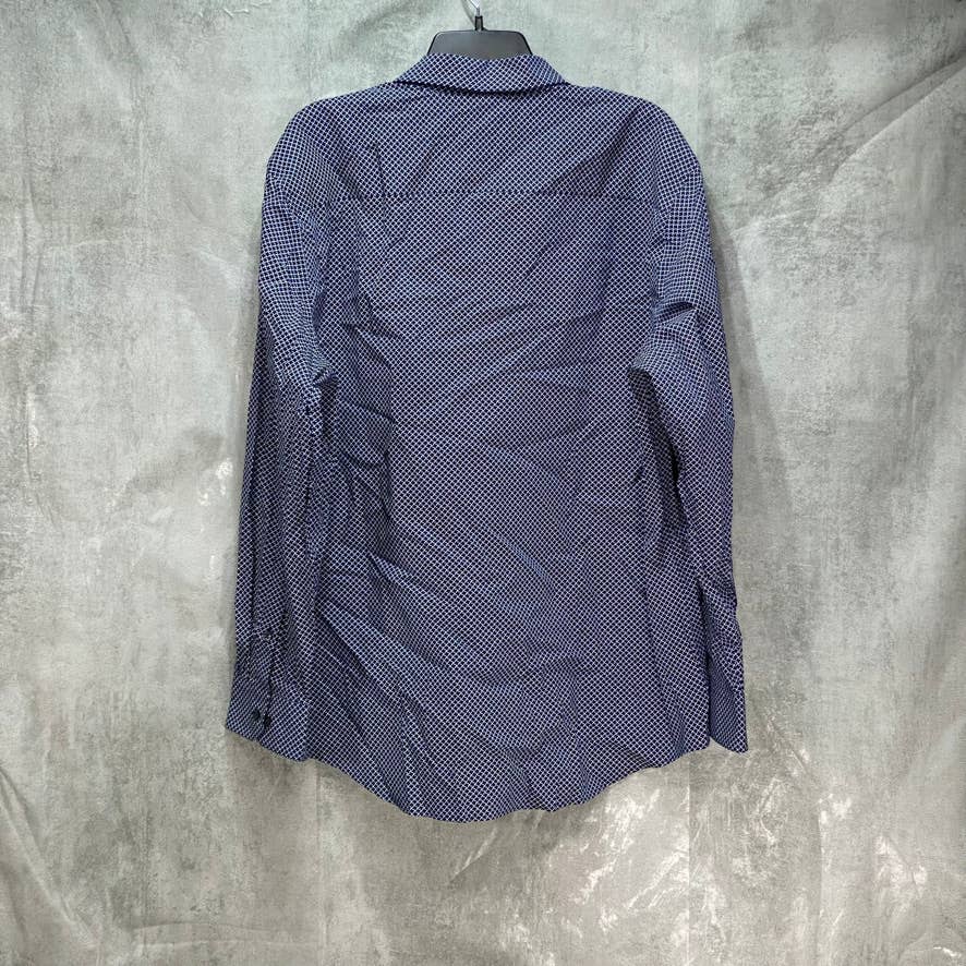ALFANI Blue Slim-Fit Performance Stretch Long Sleeve Dress Shirt SZ XL
