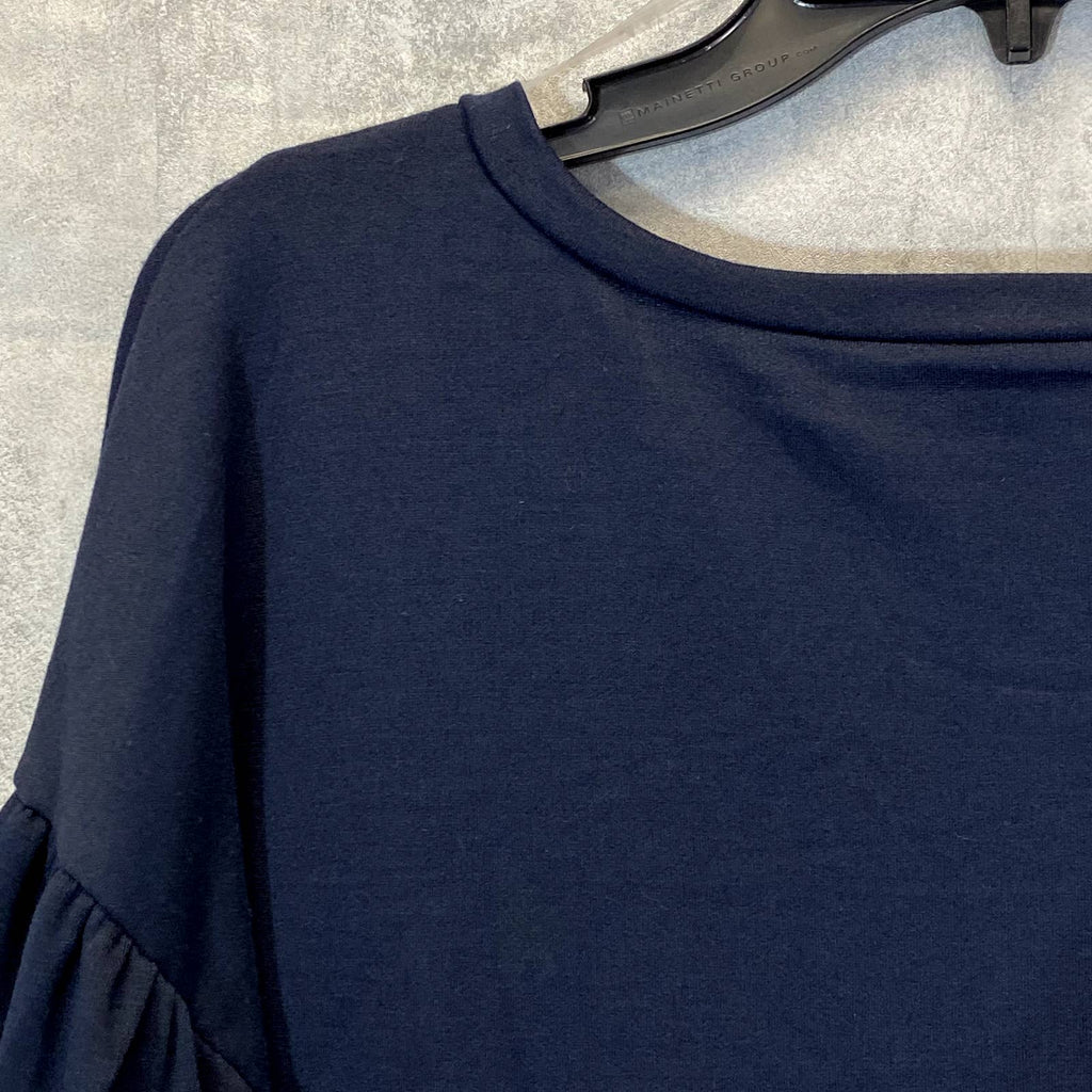 KE-NED-IK Women's Navy Round Neck Long Sleeve A-Line Mini Dress SZ XL