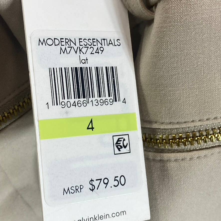 CALVIN KLEIN Women's Latte Zip-Pocket Mid-Rise Straight-Leg Pants SZ 4