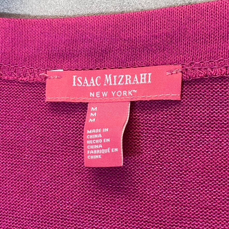 ISAAC MIZRAHI Women's Fuchsia Red Pima Cotton V-Neck 3/4 Sleeve Tunic Top SZ M