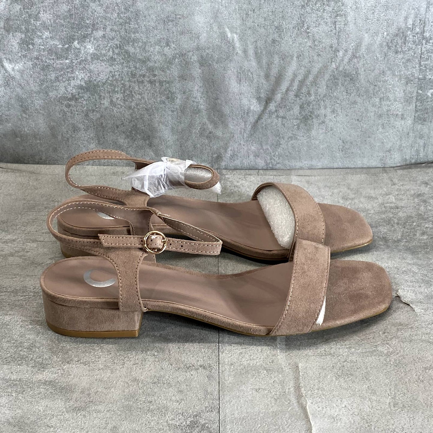 JOURNEE COLLECTION Women's Blush Beyla Ankle-Strap Square-Toe Sandals SZ 7