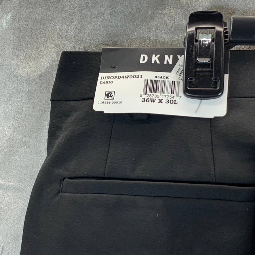 DKNY Men's Solid Black Modern-Fit Stretch Suit Pants SZ 36X30