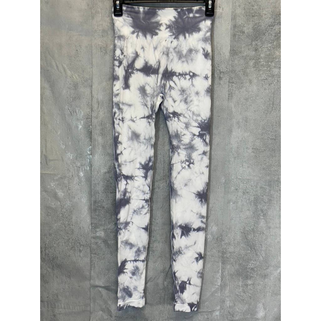 LOVE TREE Women's Gray-White Marble High-Waist Ribbed Seamless Pull-On Leggings SZ S