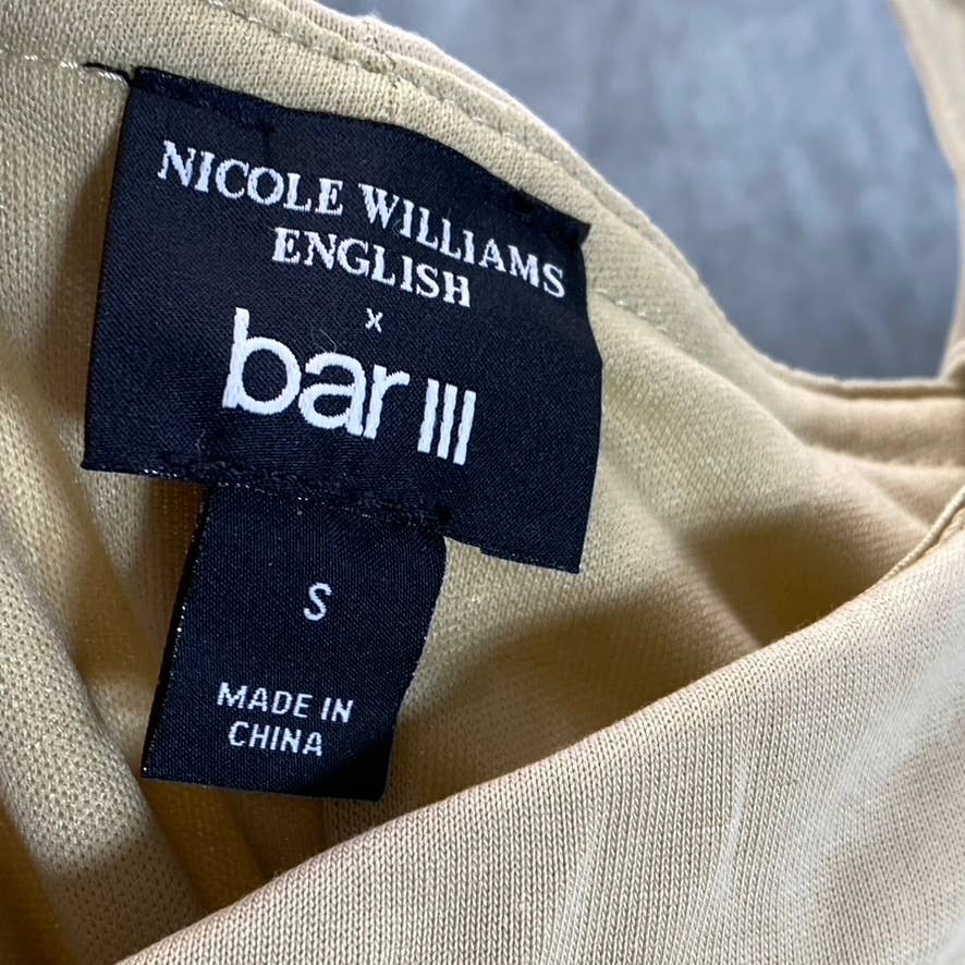 BAR III NICOLE WILLIAMS ENGLISH Women's Beige/Khaki Y-strap Halter Dress SZ S