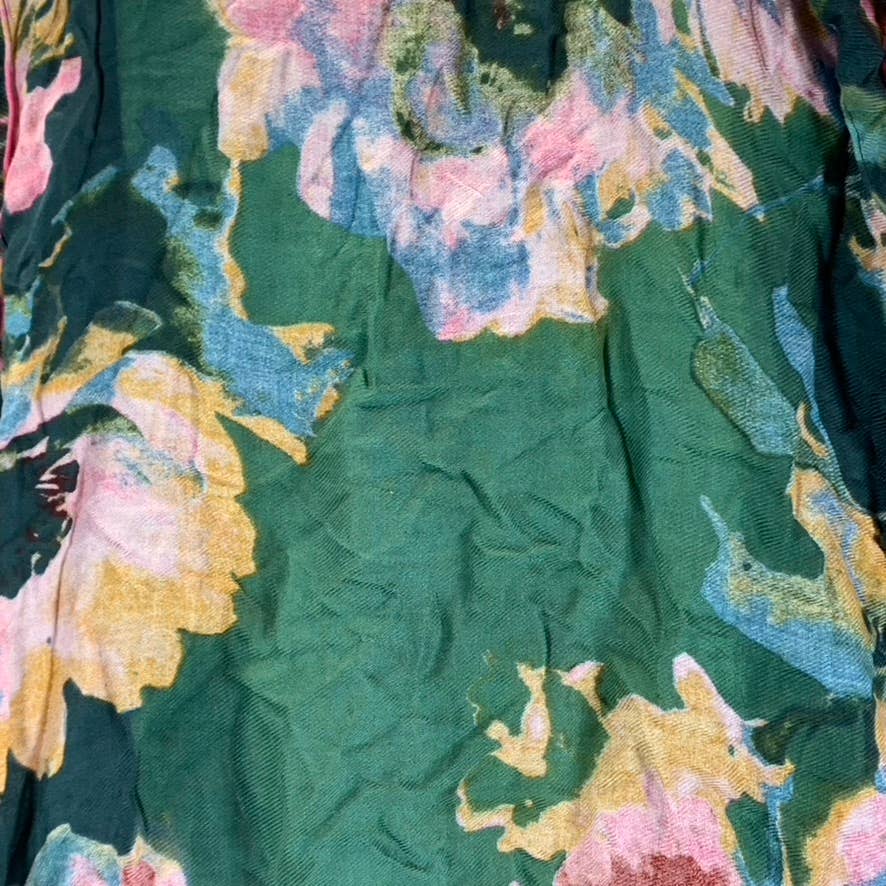 INC INTERNATIONAL CONCEPTS Women's Teal Multi Floral-Print Scarf SZ OS