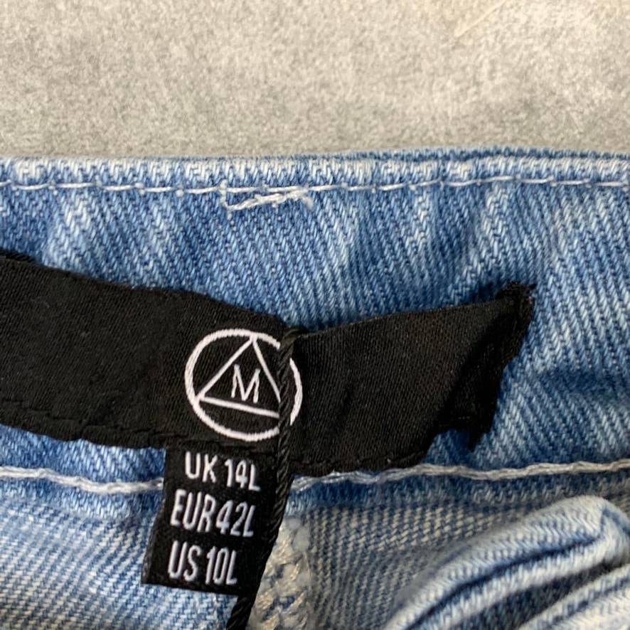 MISSGUIDED Light Wash Tall Frayed Hem Distressed Detail Denim Jeans SZ 10L