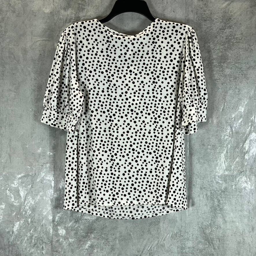 NY COLLECTION Women's Pristine White Icemoon Scoopneck Balloon Short Sleeve Top