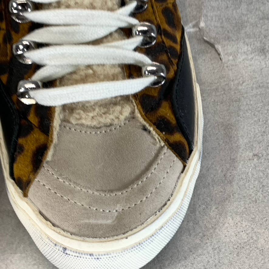 MARC FISHER LTD Women's Animal Print Beige Merin Faux-Fur Lace-Up Sneakers SZ 6