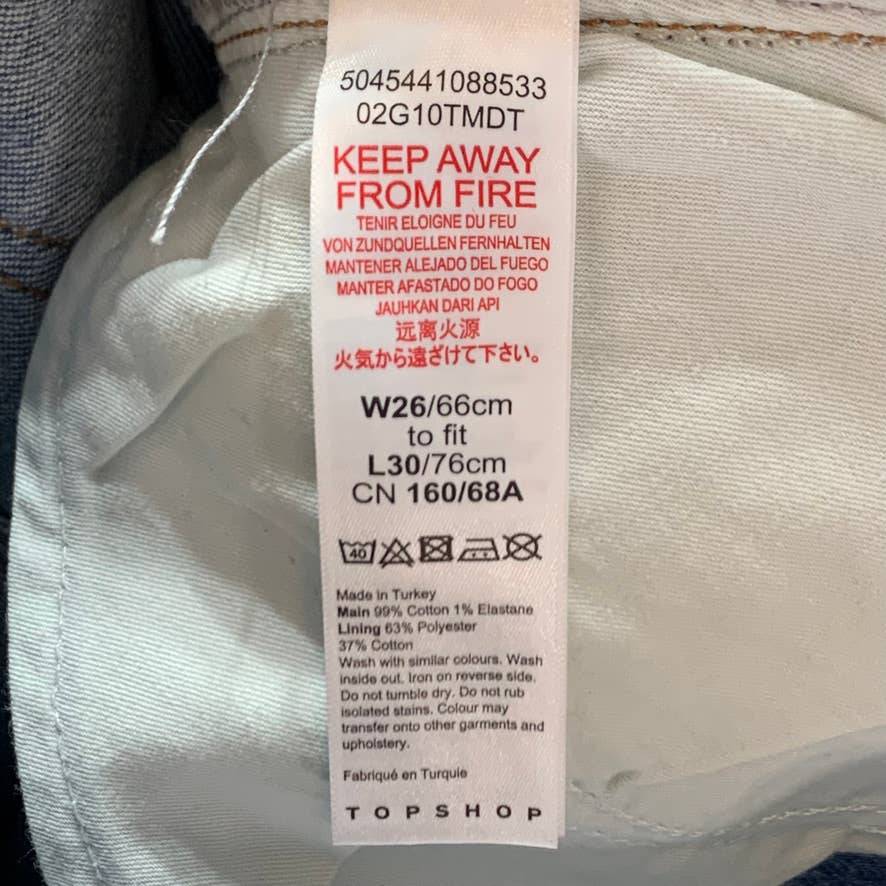 TOPSHOP Laser Print Raw Hem High Waist Crop Straight Leg Jeans SZ 4