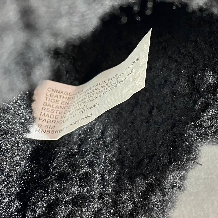 CASLON Women's Black Solid Leather Nage Cozy Faux-Fur Slip-On Mule Shoes SZ 9.5