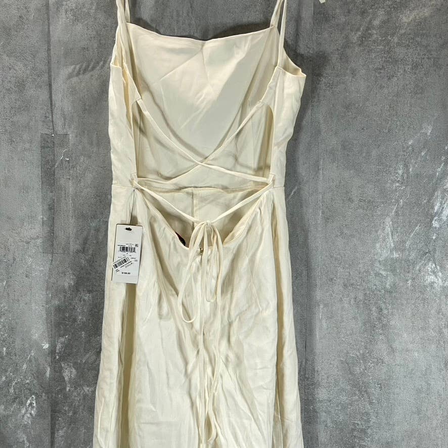 GUESS Women's Cream White Kora Tie-Straps Backless Jumpsuit SZ 4