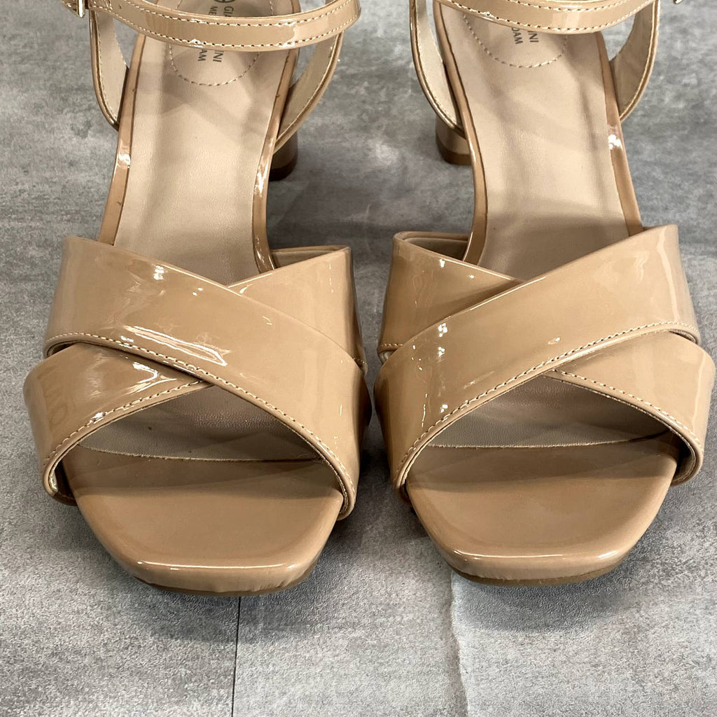 GIANI BERNINI Women’s Nude Patent Zummaa Square-Toe Dress Sandals SZ 9