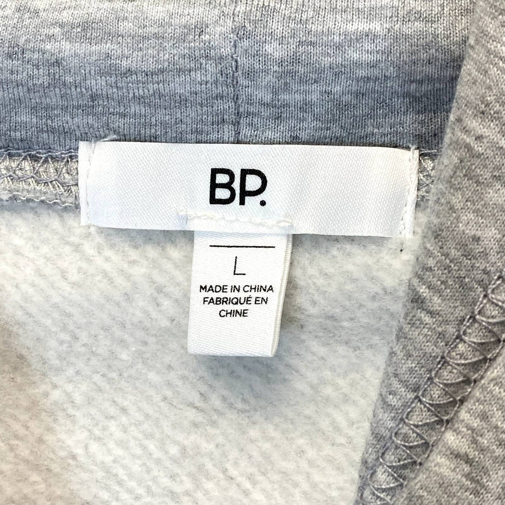 BP. Women's Grey Heather Inspired Cutoff Graphic Pullover Hoodie SZ L