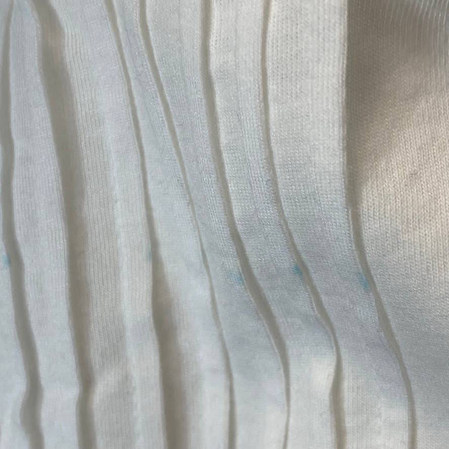 KAREN SCOTT Women's Bright White Pin-Tucked Scoopneck Short Sleeve Top SZ S