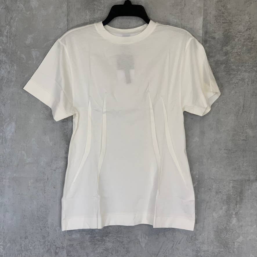 TOPSHOP BOUTIQUE Women's Cream Crewneck Pleat Detail Short Sleeve Tee SZ 2