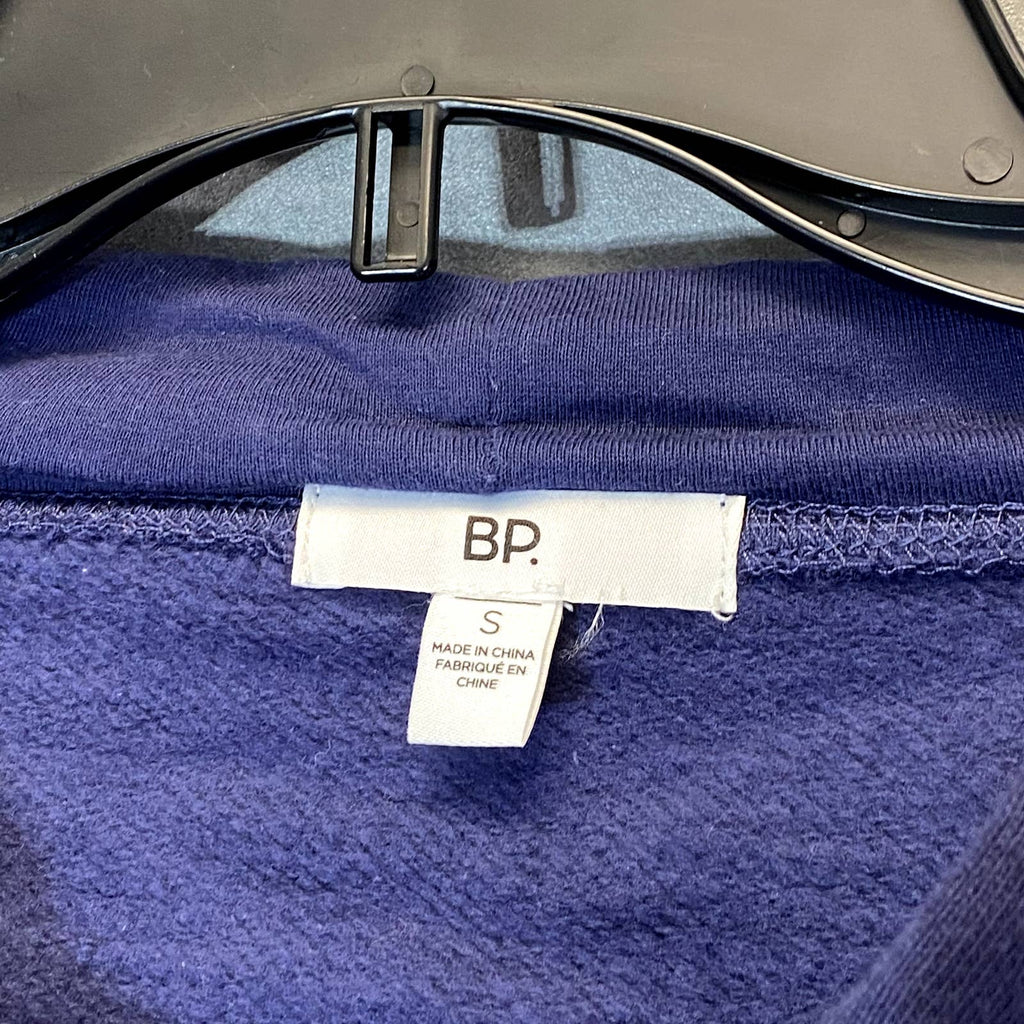 BP. Women's Navy New York Cutoff Graphic Long Sleeve Pullover Hoodie SZ S