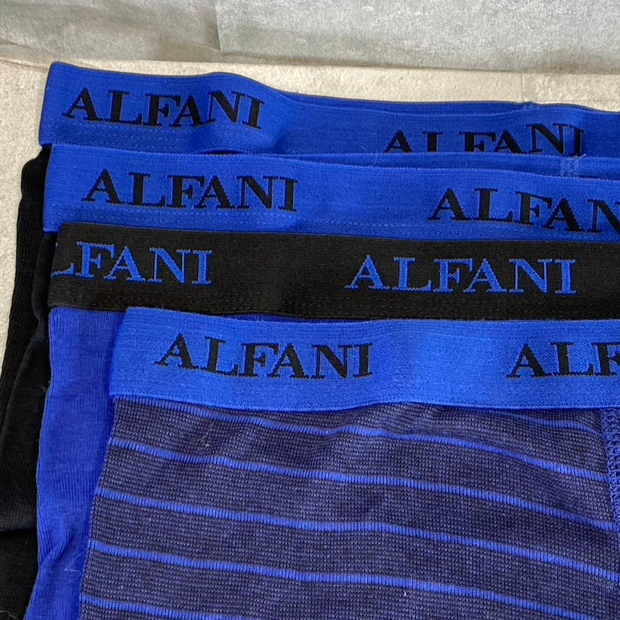 ALFANI Alfatech Men's Blue 4-Pack Elasticized Logo Waistband Boxer Briefs SZ L