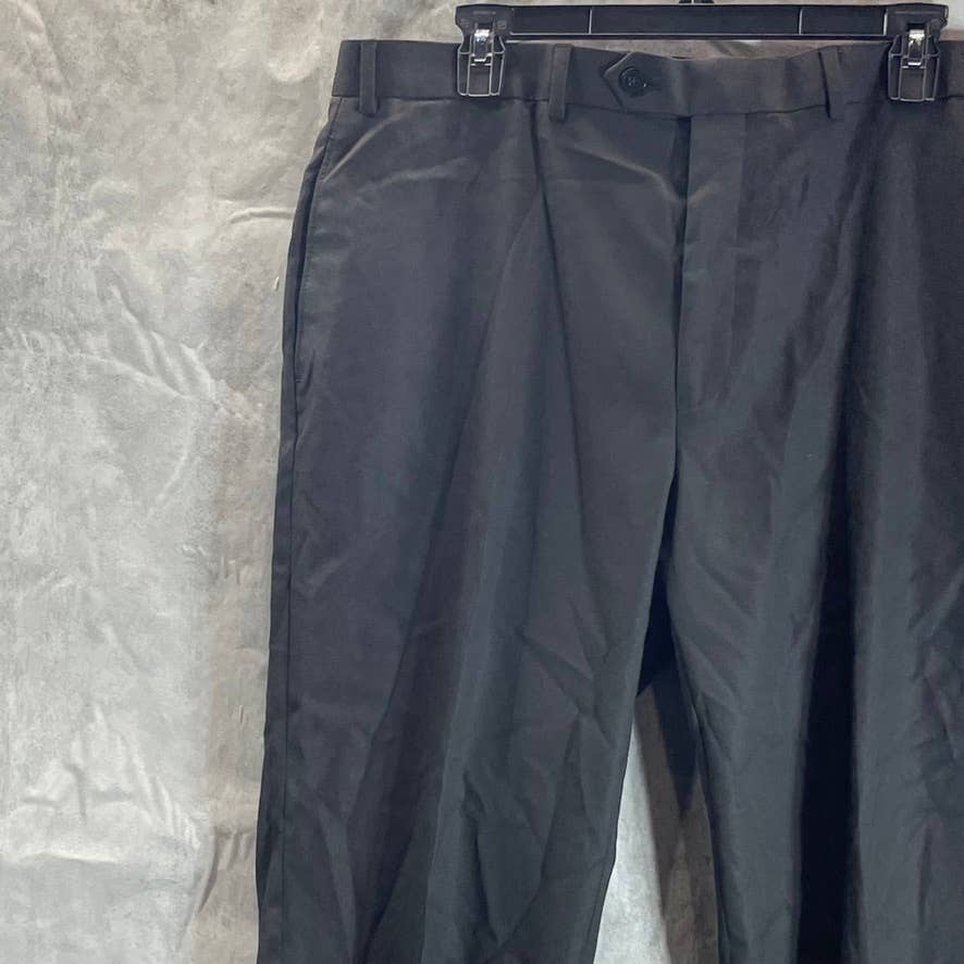 IZOD Men's Solid Black Classic-Fit Flat Front Suit Pants SZ 38X32