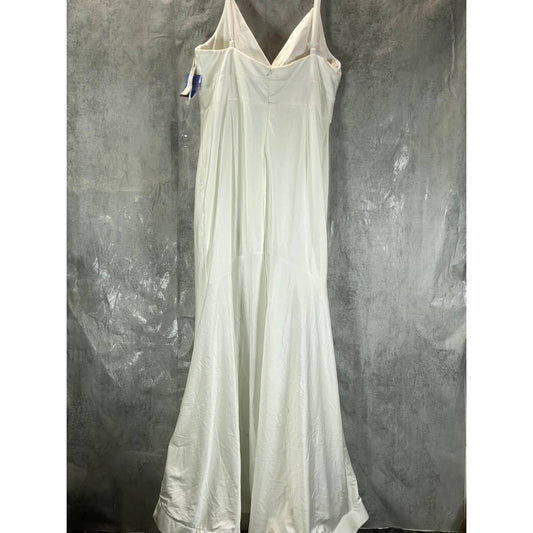 MORGAN & CO Women's Plus White V-Neck Trumpet-Skirt Sleeveless Maxi Gown SZ 16W