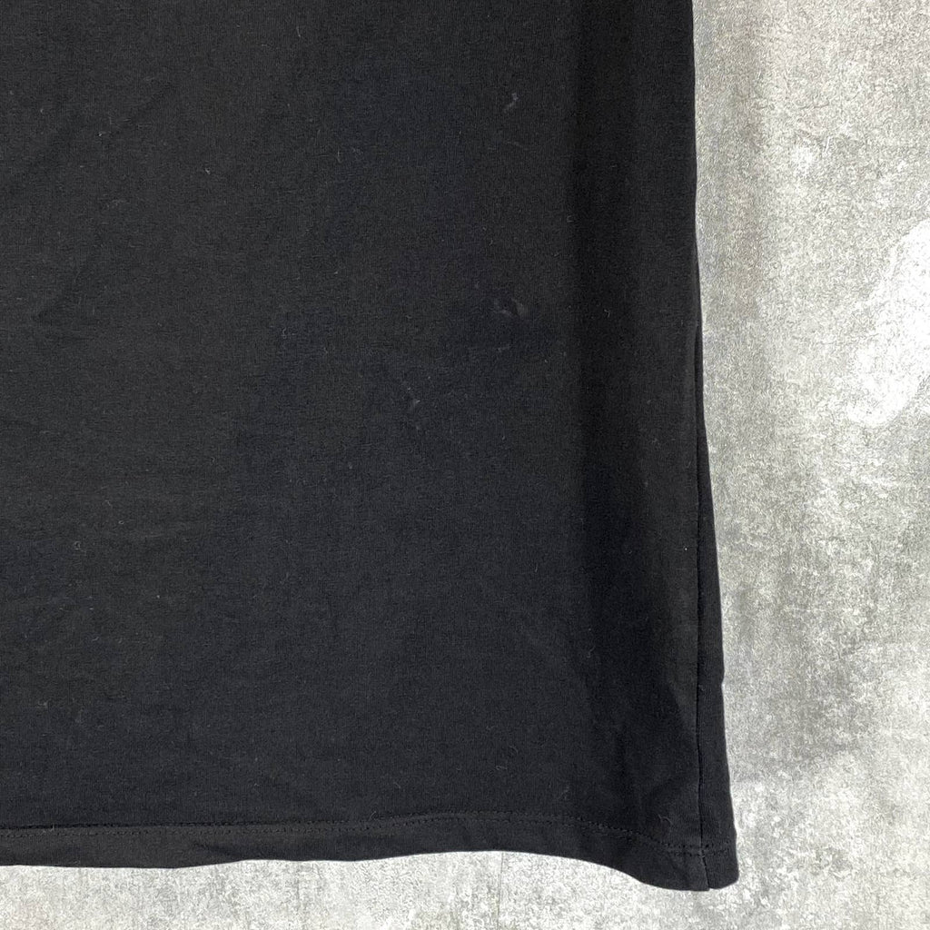 CALVIN KLEIN Women's Black Signature Logo Crewneck Short-Sleeve Tee SZ M