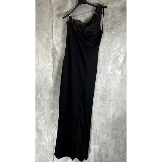 CITY STUDIO Juniors' Black One-Shoulder Cutout Side-Slit Maxi Dress SZ 9