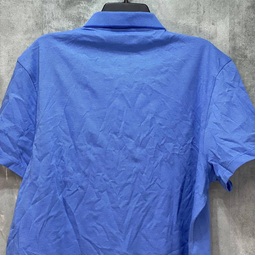 ALFANI Blue Chambray Striped Short Sleeve Polo Shirt SZ XL