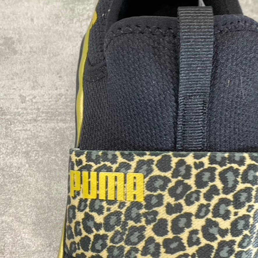 PUMA Women's Black Leopard-Print Soft Ride Sophia Casual Slip-On Sneakers SZ 7.5