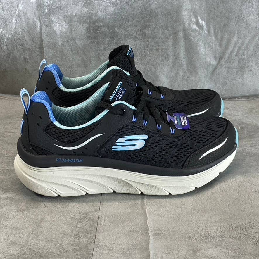 SKECHERS Women's Black/Light Blue D'Lux Walker-Infinite Motion Sneakers SZ 8.5