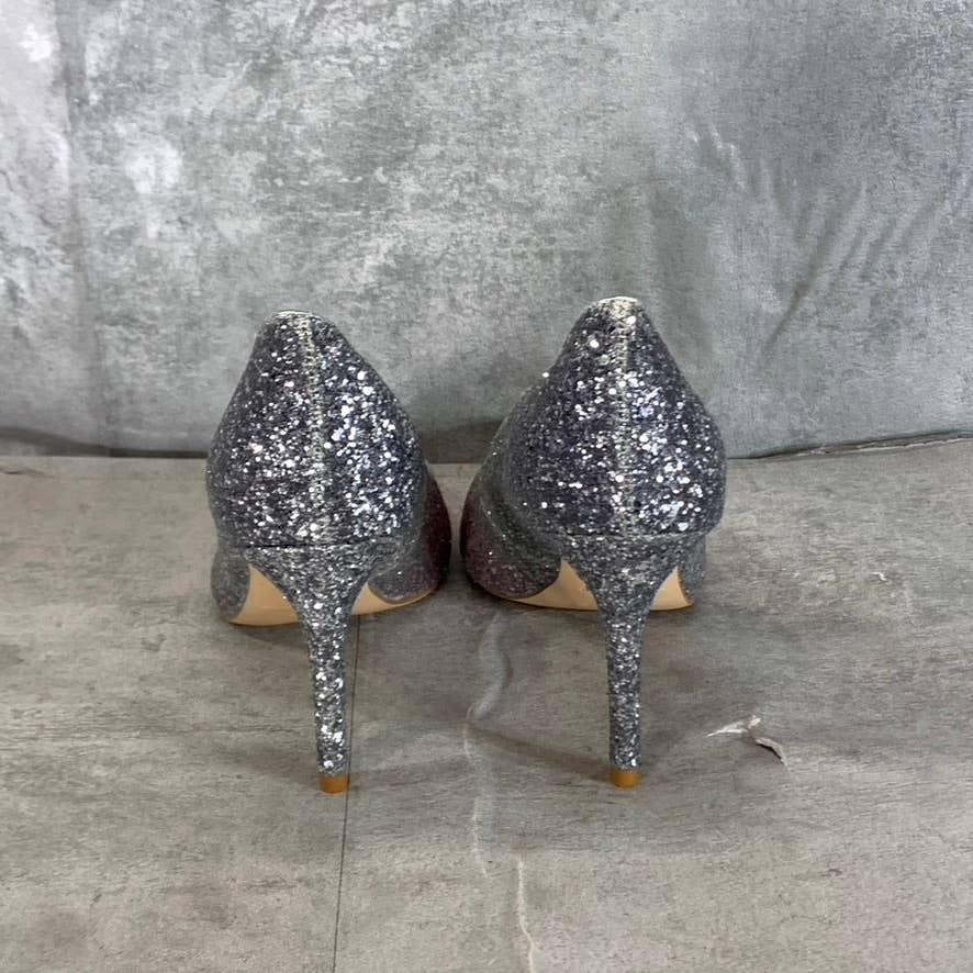 MARC FISHER Women's Silver/Pink Ombre Glitter Darreny Pointed-Toe Pumps SZ 9