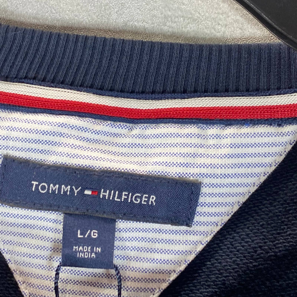 TOMMY HILFIGER Men's Navy Crewneck Slater Embroidered Logo Patch Sweatshirt SZ L