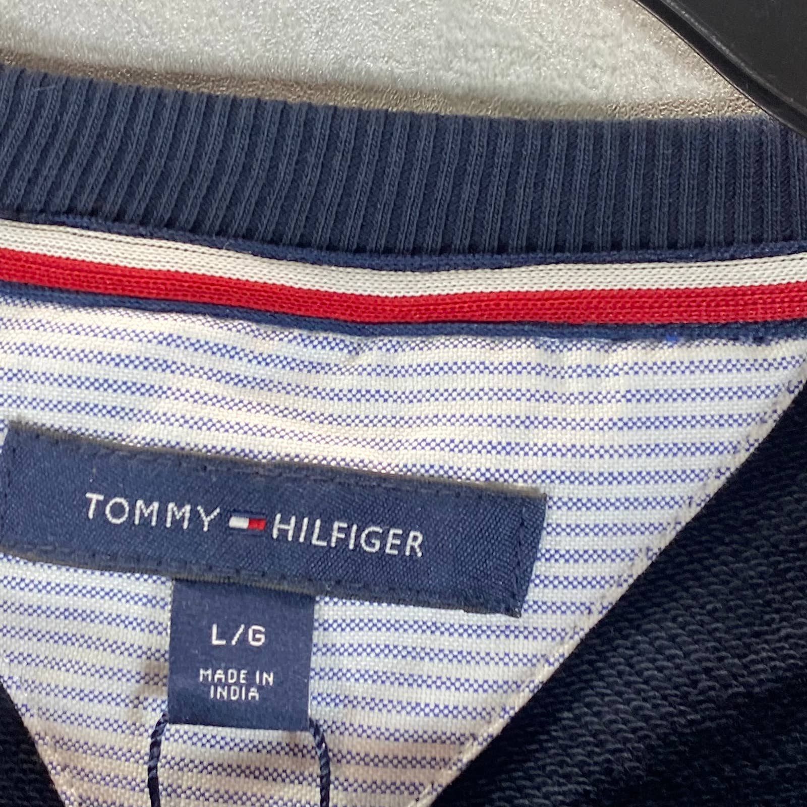 TOMMY HILFIGER Men's Navy Crewneck Slater Embroidered Logo Patch Sweatshirt SZ L