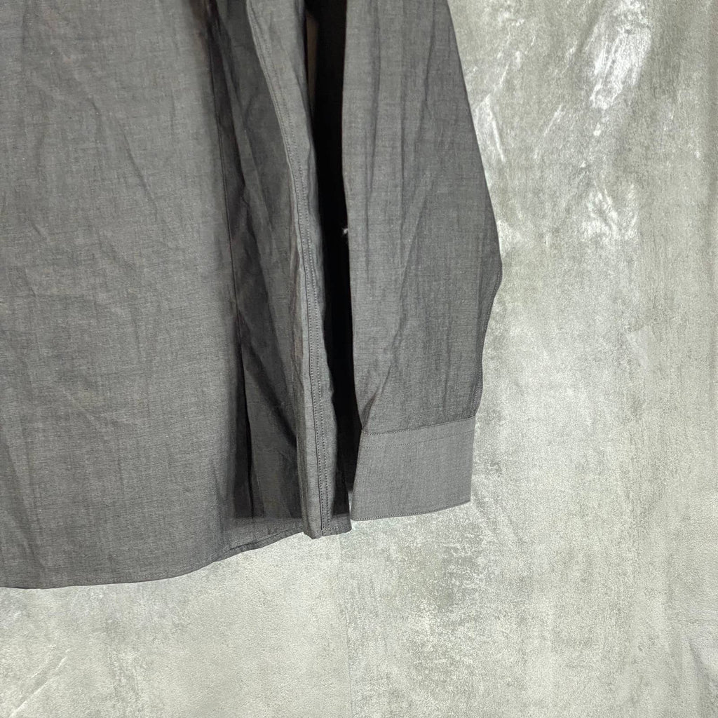 BAR III Men's Charcoal Chambray Slim-Fit Stretch Button-Up Long-Sleeve Shirt SZM