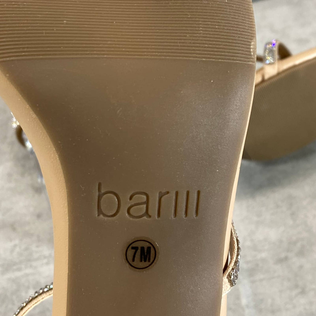 BAR III Women's Silver Bling Rhinestone Blakke Square-Toe Sandals SZ 7