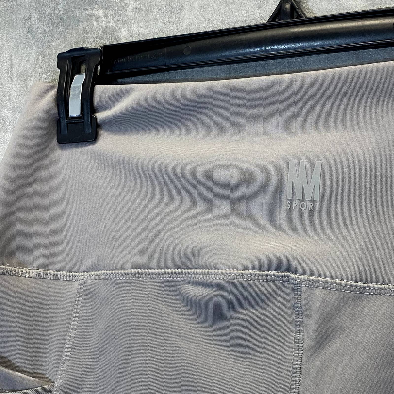 NICOLE MILLER Women's Grey High-Rise Contrast Stripe Mesh Leg Pull-On Crop Leggings SZ L