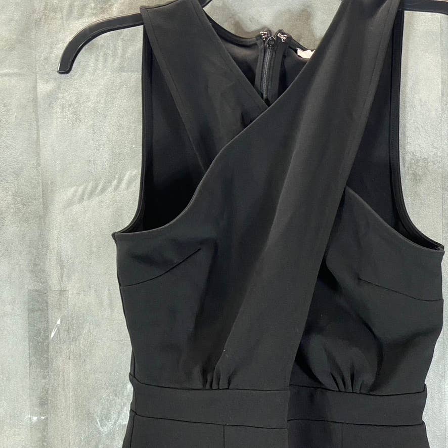 BAR III Women's Deep Black Cross-Front Cutout Pull-On Romper SZ 4