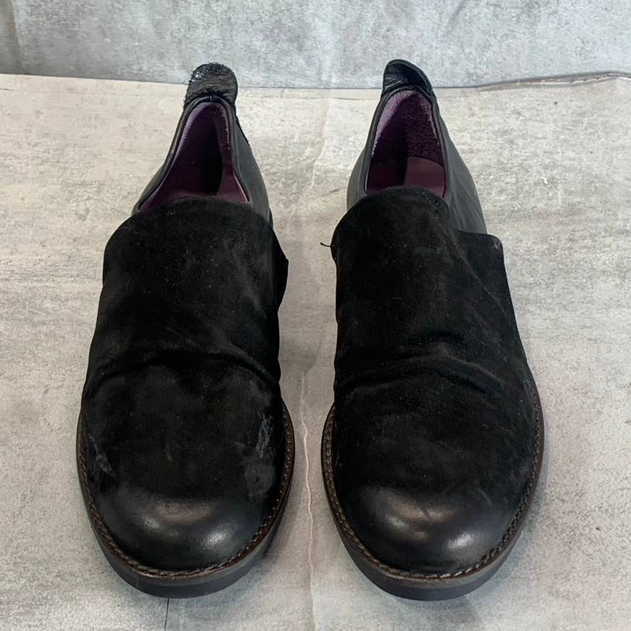 BUENO Women's Black Nubuck Passion Block Heel Slip-On Loafers SZ 8.5