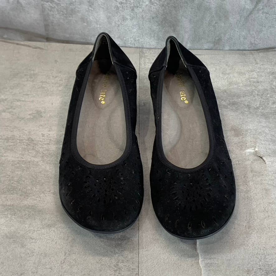 DAVID TATE Women's Narrow Black Leather Proud Perforated Cushioned Pumps SZ 8.5N