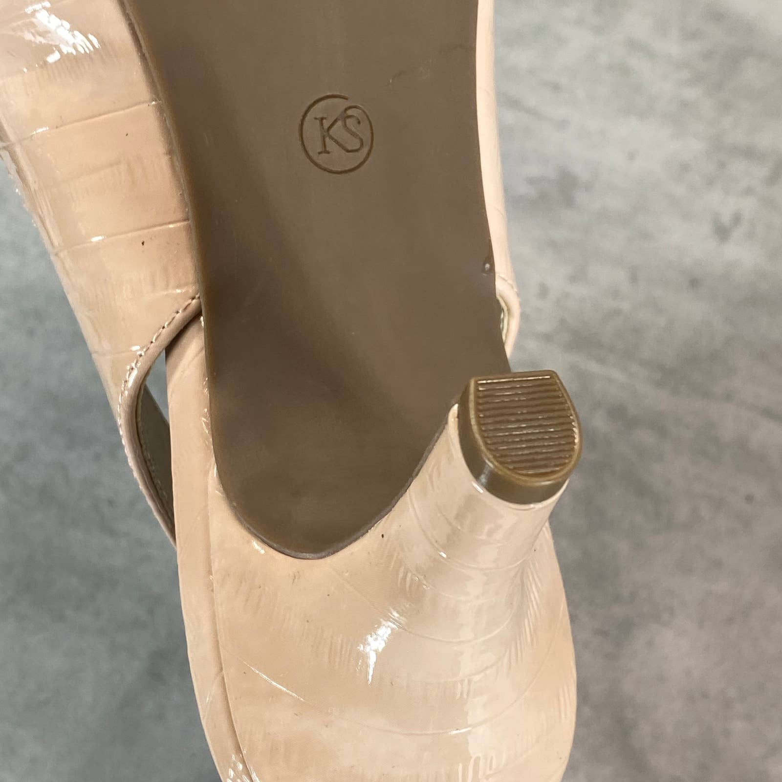 KAREN SCOTT Women's Nude Patent Gildda Pointed-Toe Slingback Pumps SZ 7.5