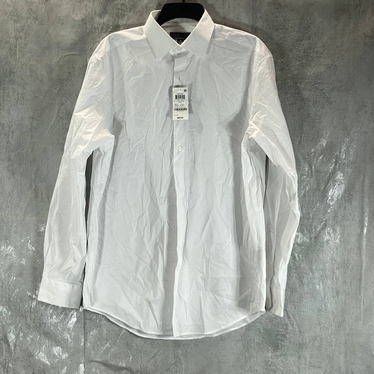 ALFANI AlfaTech Men's White Solid Regular-Fit Dress Shirt SZ M(15-15.5 34/35)