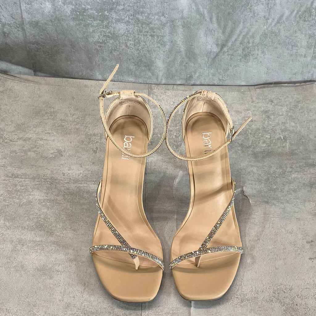 BAR III Women's Silver Bling Rhinestone Blakke Square-Toe Sandals SZ 7