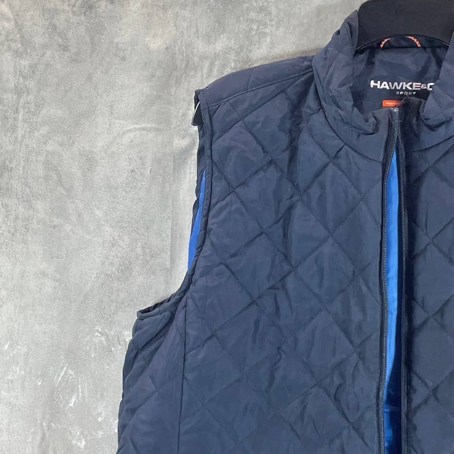 HAWKE & CO Men's Navy Quilted Lightweight Water-Resistant Vest SZ L