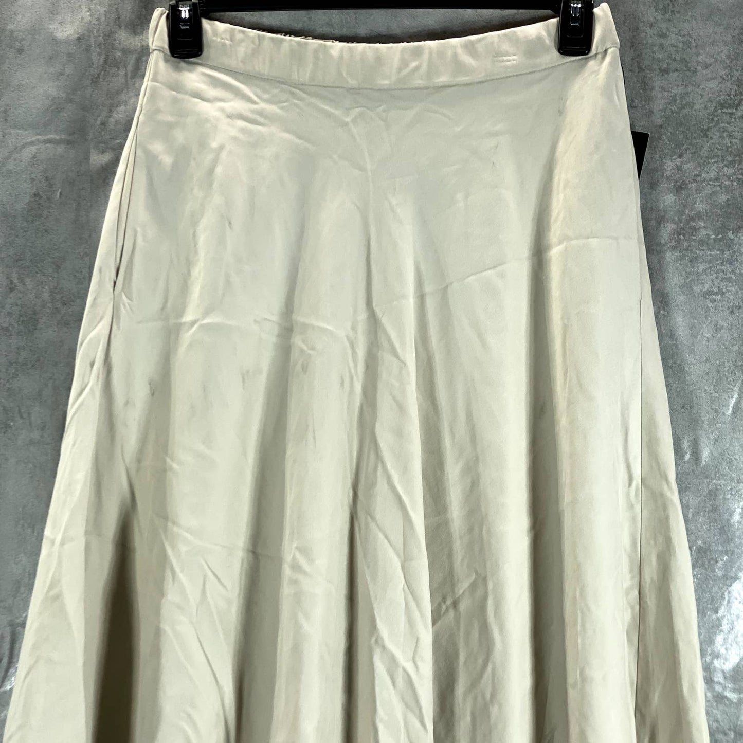 ALFANI Women's Oatmeal Elastic Waist Pocketed Pull-On Midi Skirt SZ 10