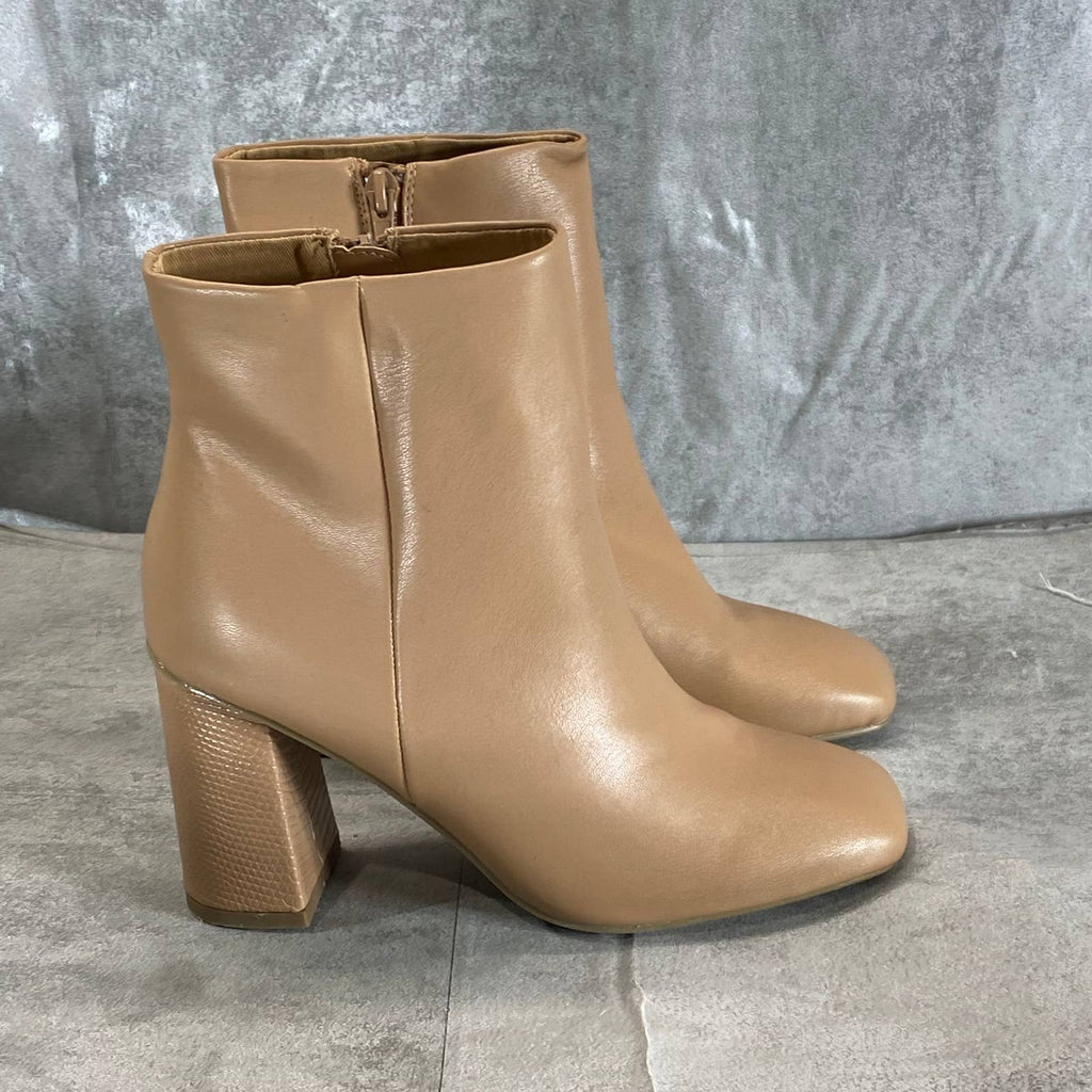 DV By DOLCE VITA Women's Caramel Maudry Square-Toe Block-Heel Dress Booties SZ 6