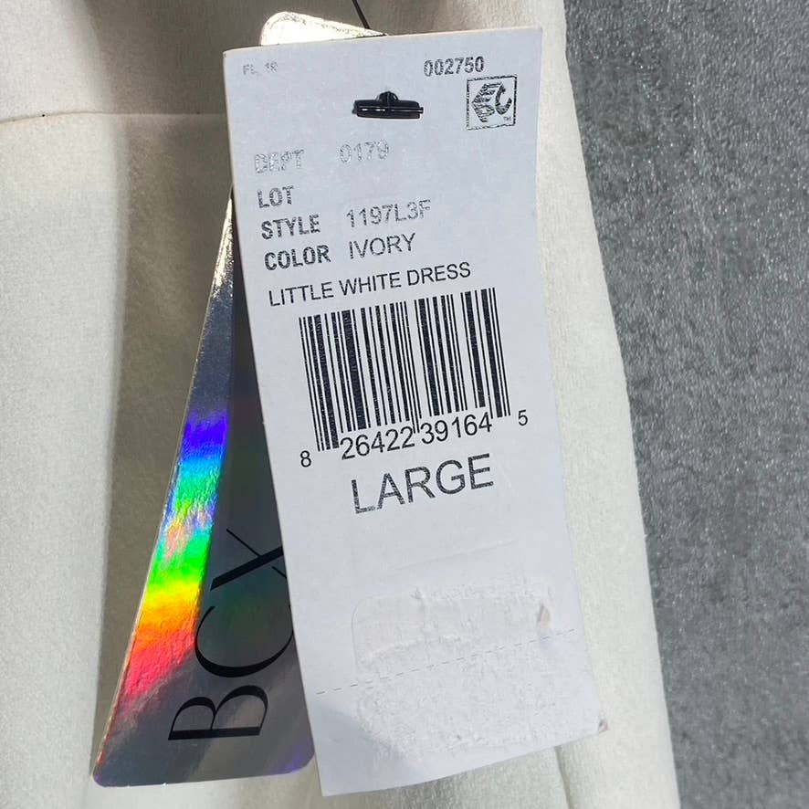 BCX Juniors' Ivory Scalloped Spaghetti Strap Low-Back Bodycon Mini Dress SZ L