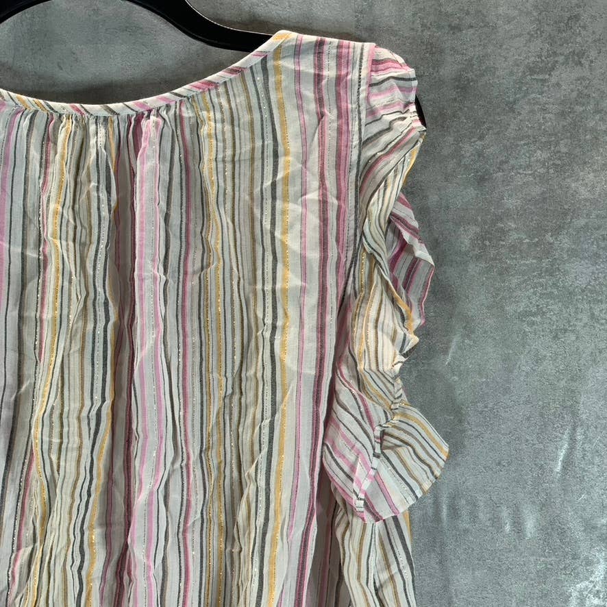 INC INTERNATIONAL CONCEPTS Women's Multi Striped Ruffle Smocked Top SZ XL